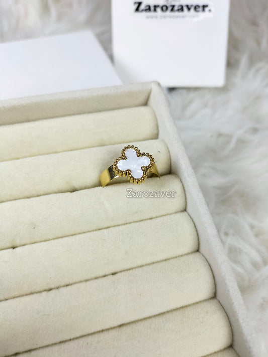 White Clover Adjustable Ring